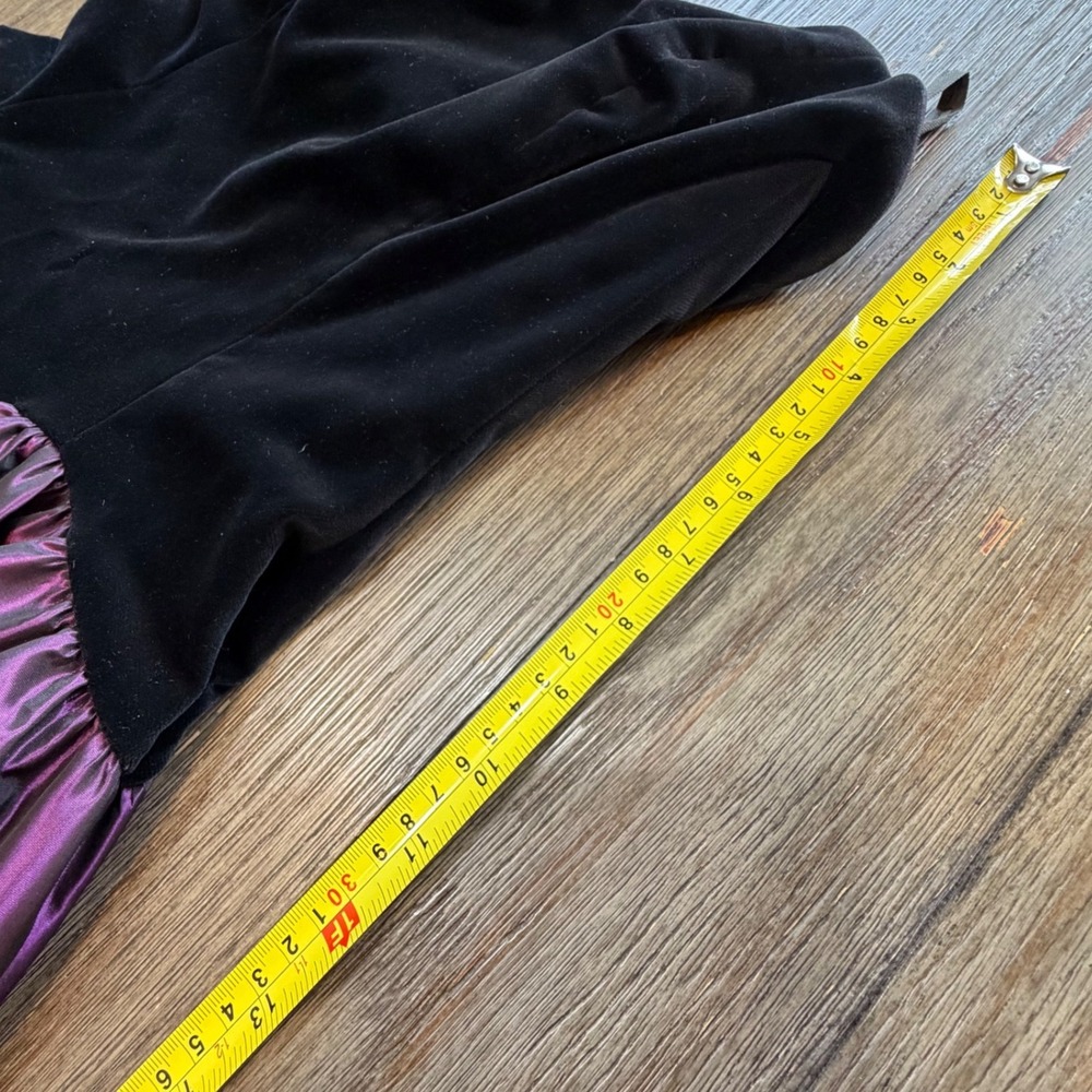 Laura Ashley Vintage 80s Strapless Velvet Taffeta Party Dress Black Purple - Picture 11 of 13